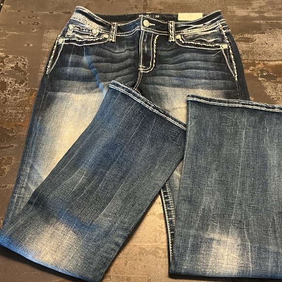 BNWT Miss Me western mid-rise rhinestone stitched boot cut jeans 30 x 34 - Picture 3 of 9